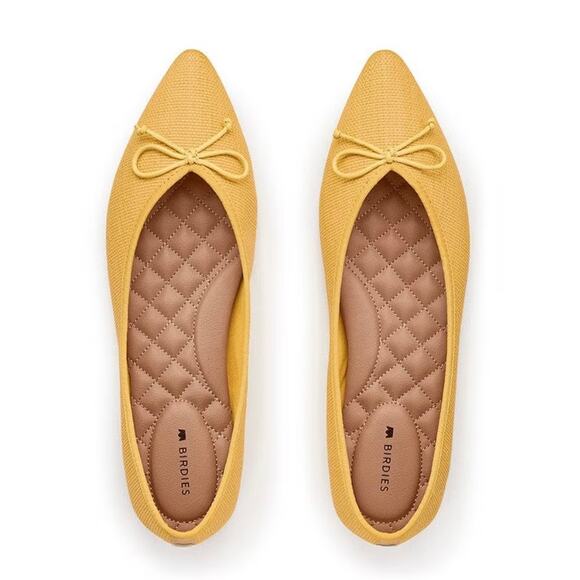 Birdies Shoes - Birdies The Goldfinch Daffodil Raffia SZ 6.5 Pointed Toe Ballet Flat Yellow